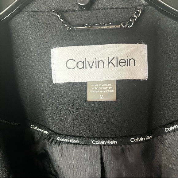 Calvin Klein One Button Strap Blazer Jacket Women 16 Black Lined Career Casual - Picture 6 of 10